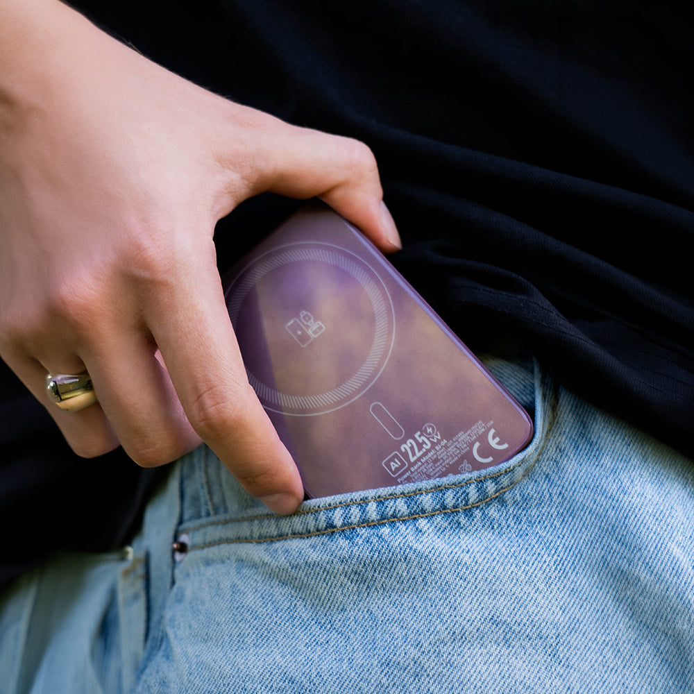 Batterie externe sans fil Blavec BJ-04 Slim, 10000 mAh, 22,5 W, PD + FQI, 1 x QI - 1 x USB-C, violet