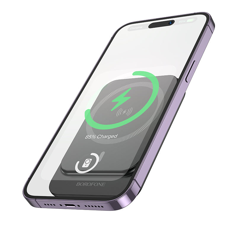 Batterie Externe Sans Fil Borofone BJ63 Nimble, 5000mAh, 20W, PD + FQI, 1 x QI - 1 x USB-C, Noire