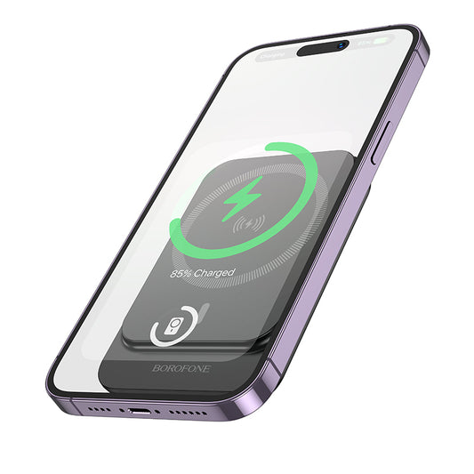 Externer Wireless-Akku Borofone BJ63 Nimble, 5000mAh, 20W, PD + FQI, 1 x QI - 1 x USB-C, Schwarz