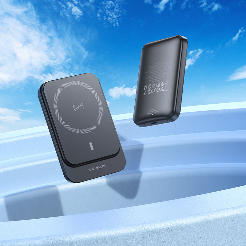 Batterie Externe Sans Fil Borofone BJ63 Nimble, 5000mAh, 20W, PD + FQI, 1 x QI - 1 x USB-C, Noire