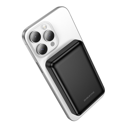 Batterie Externe Sans Fil Borofone BJ82 Dawn, 5000mAh, 10W, 1 x QI - 1 x USB-A, Noire