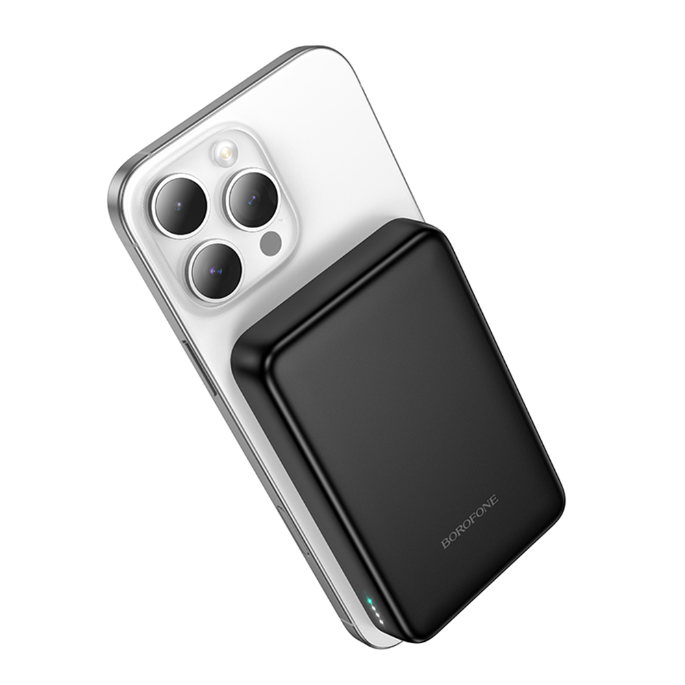 Batterie Externe Sans Fil Borofone BJ82A Dawn, 10000mAh, 22.5W, QC + PD + FQI, 1 x QI - 1 x USB-A - 1 x USB-C, Noire