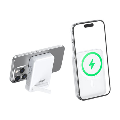 Batterie Externe Sans Fil BWOO BO-P59, 10000mAh, 20W, PD + QI, 1 x QI - 1 x USB-C, Blanche