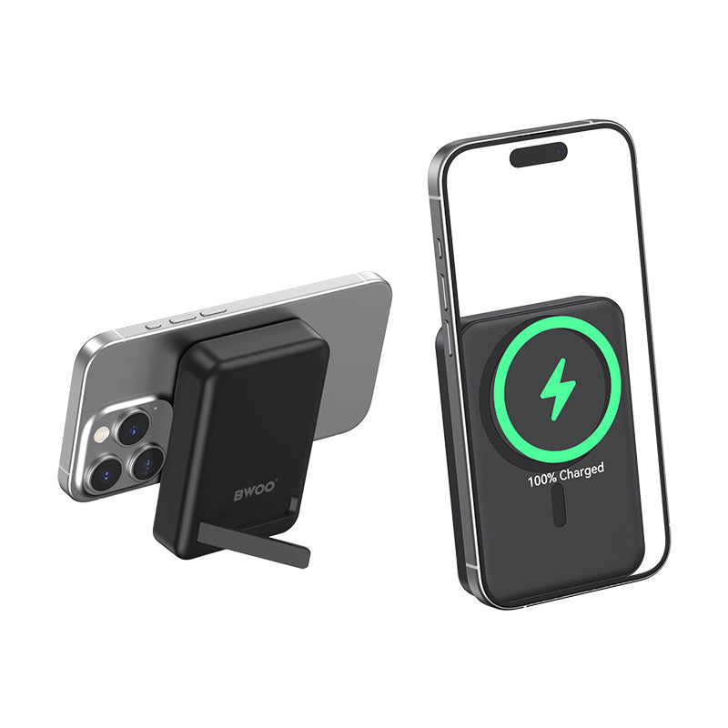 Externer Wireless-Akku BWOO BO-P59, 10000mAh, 20W, PD + FQI, 1 x QI - 1 x USB-C, Schwarz