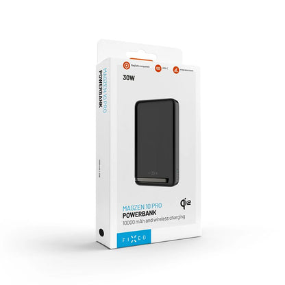 Batterie Externe Sans Fil Fixed MagZen 10 Pro, 10000mAh, 30W, PD + FQI, 1 x QI - 1 x USB-C, Noire