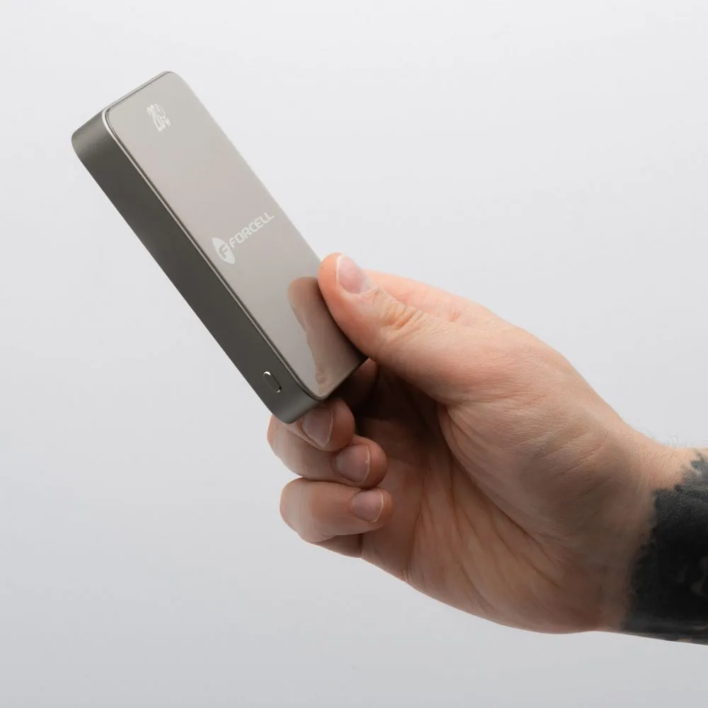 Externer Wireless-Akku Forcell F5K8, 5000mAh, 15W, PD + FQI, 1 x QI - 1 x USB-C, Gold