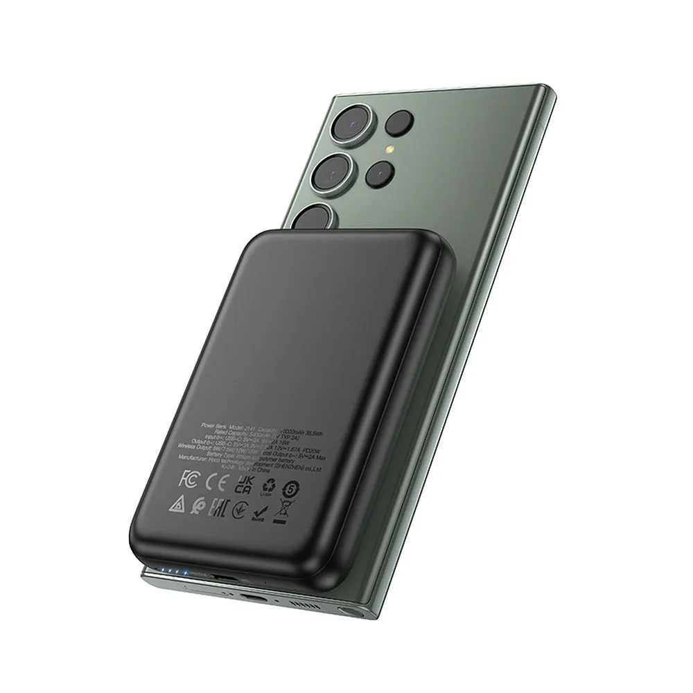 Externer Wireless-Akku HOCO J141, 10000mAh, 20W, PD + FQI, 1 x QI - 1 x USB-C, Schwarz