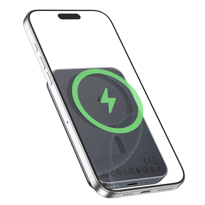 Batteria Esterna Wireless HOCO J160, 5000mAh, 10W, 1 x QI - 1 x USB-C, Grigio