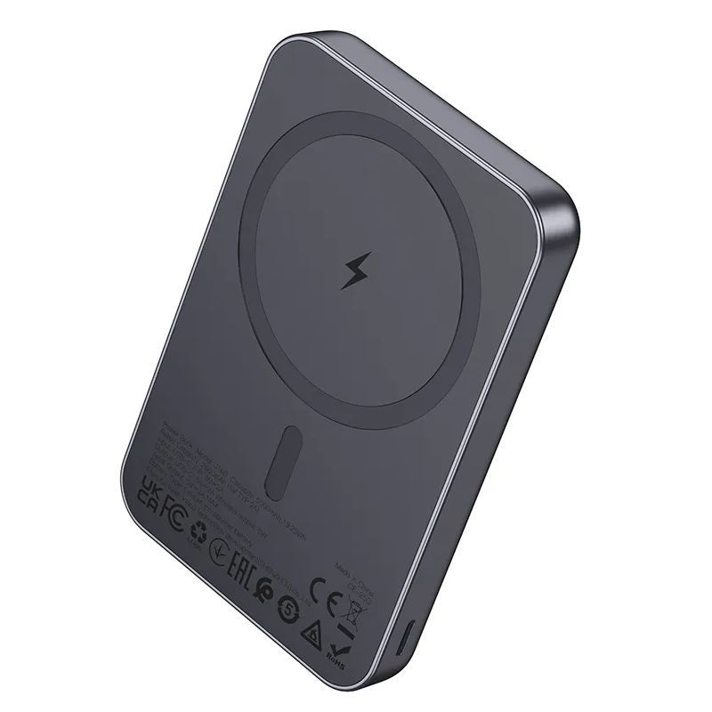 Batteria Esterna Wireless HOCO J160, 5000mAh, 10W, 1 x QI - 1 x USB-C, Grigio