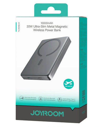 Batteria Esterna Wireless Joyroom JR-PBM08 Pro, 10000mAh, 22.5W, PD + FQI, 1 x QI - 2 x USB-C, Grigio