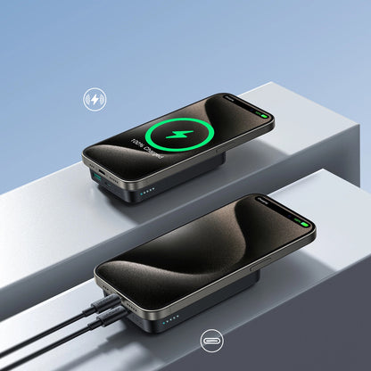 Batteria Esterna Wireless Joyroom JR-W020, 10000mAh, 20W, QC + PD + FQI, 1 x QI - 1 x USB-A - 1 x USB-C, Nera