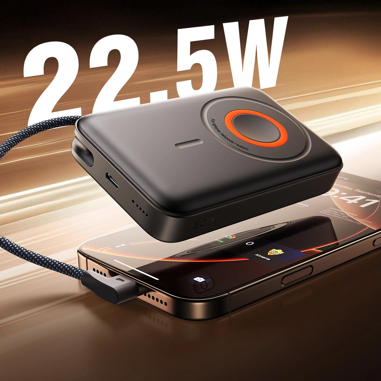Batterie Externe Sans Fil Joyroom JR-PBM02, 10000mAh, 22.5W, PD + FQI, 1 x QI - 2 x USB-C, Noire