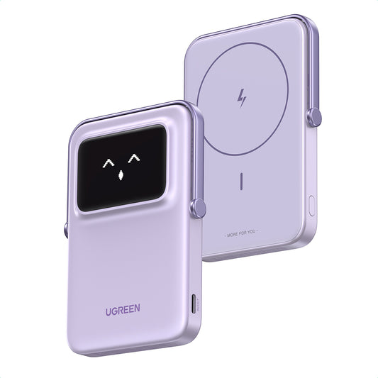 Batterie Externe Sans Fil UGREEN PB571 Uno, 5000mAh, 20W, PD + FQI, 1 x QI - 1 x USB-C, Mauve