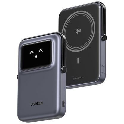 UGREEN PB764 Uno Wireless External Battery, 10000mAh, 20W, PD + FQI, 1 x QI - 1 x USB-C, Gray