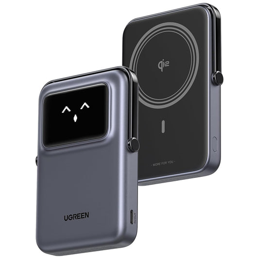 UGREEN PB764 Uno Wireless External Battery, 10000mAh, 20W, PD + FQI, 1 x QI - 1 x USB-C, Gray