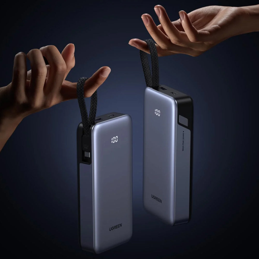 Externer Akku UGREEN PB536 (55988B), 20000mAh, 45W, QC + PD, 1 x USB-A - 2 x USB-C, Grau