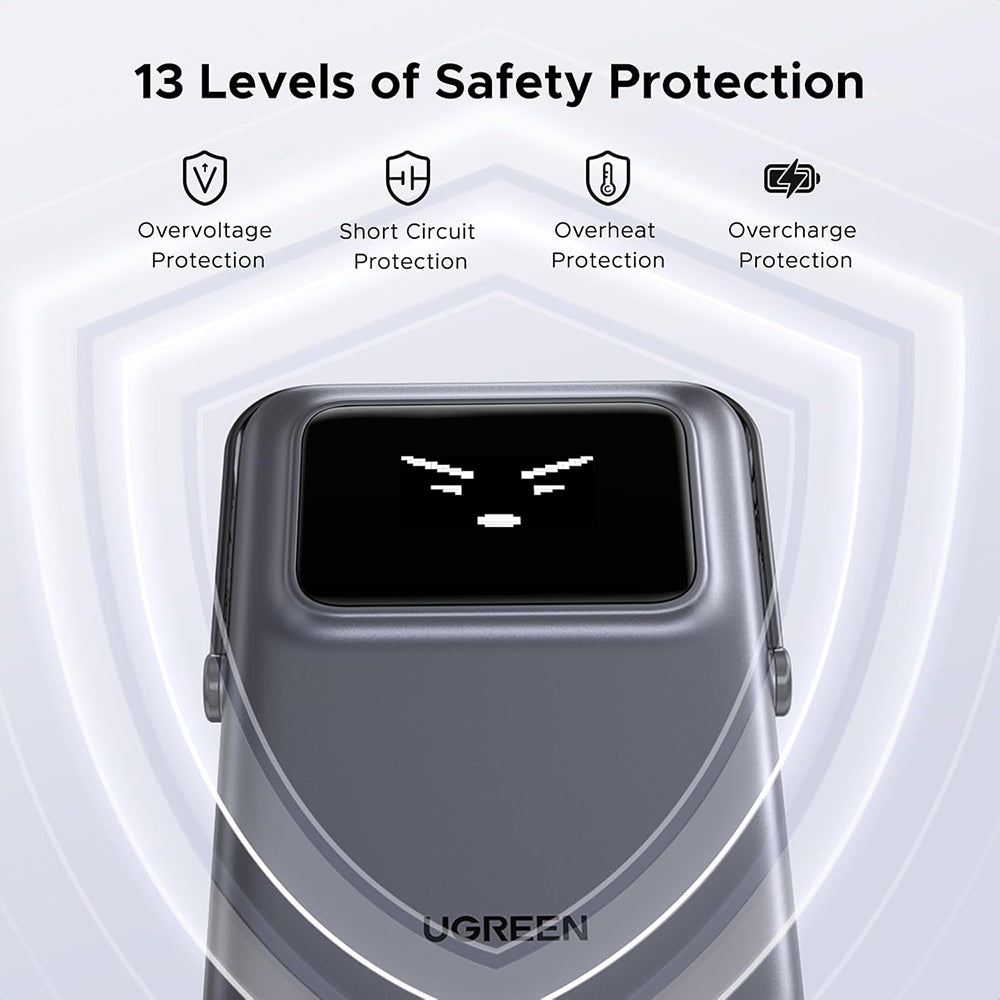 UGREEN PB764 Uno Wireless External Battery, 10000mAh, 20W, PD + FQI, 1 x QI - 1 x USB-C, Gray