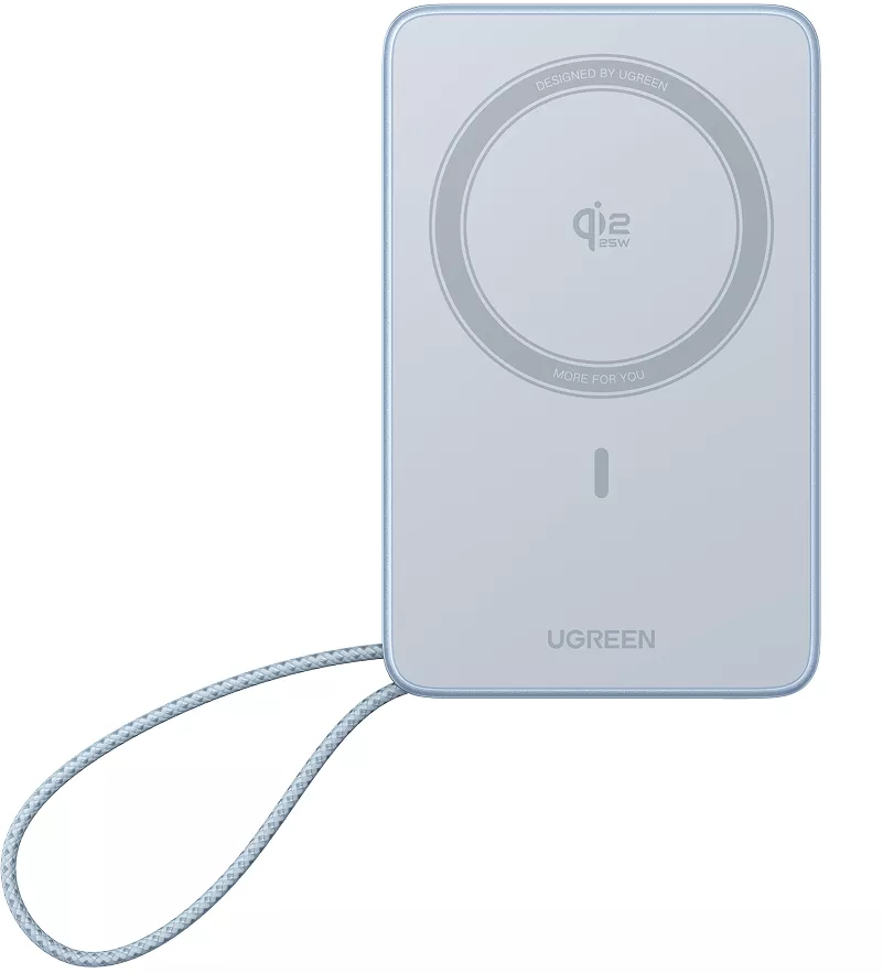 Batteria Esterna Wireless UGREEN MagFlow PB773 (65958), 10000mAh, 25W, PD + FQI, 1 x QI - 2 x USB-C, Blu