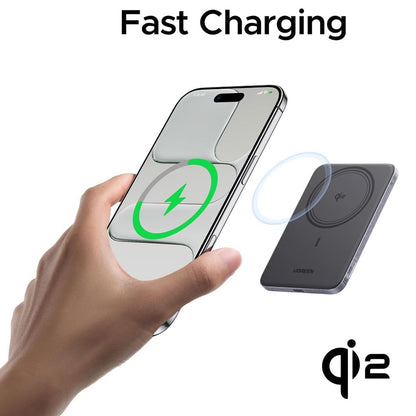 Batteria Esterna Wireless UGREEN PB580 (75984B), 5000mAh, 15W, PD + FQI, 1 x QI - 1 x USB-C, Grigio