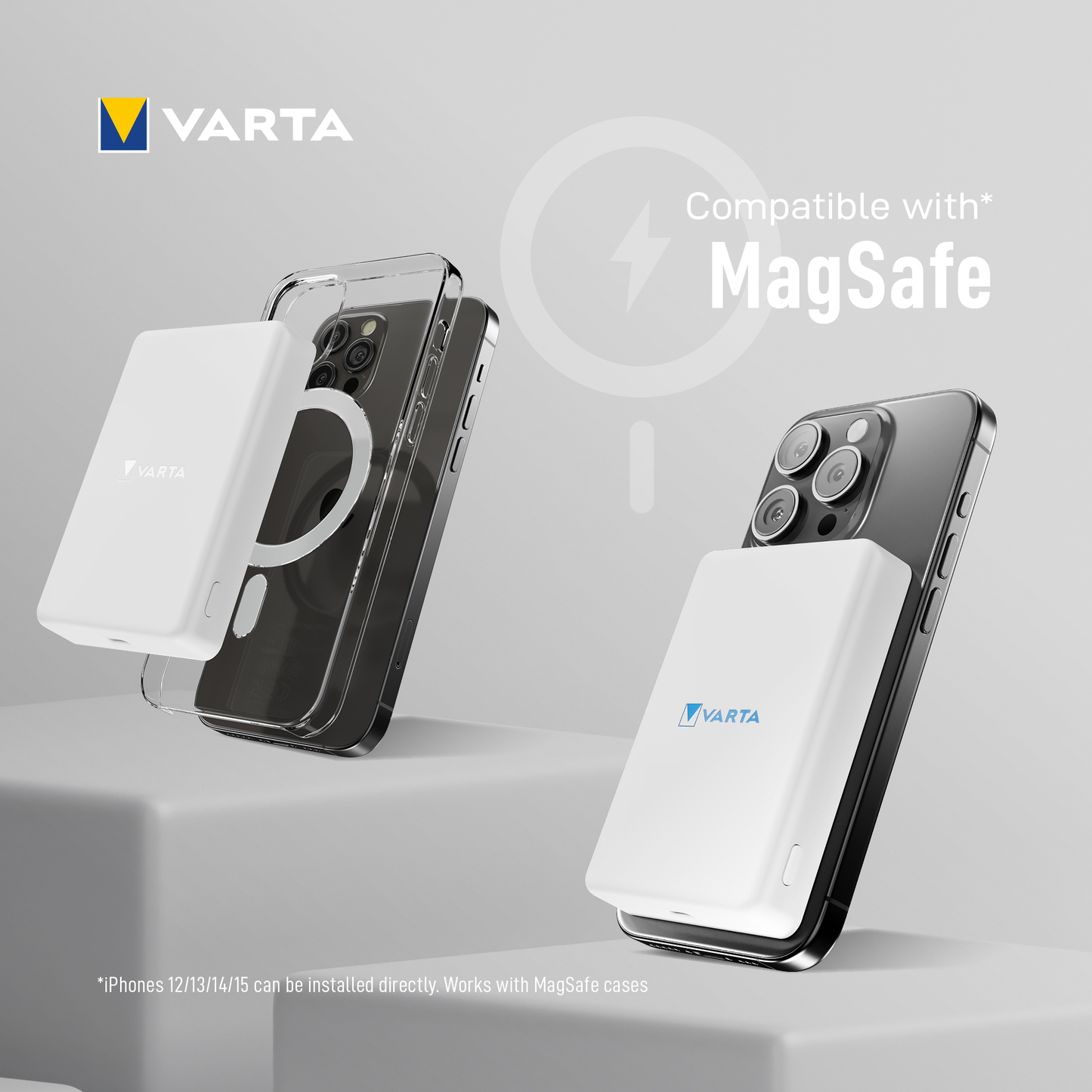 Batteria Esterna Wireless Varta Mag Pro, 5000mAh, 12W, 1 x QI - 1 x USB-C, Bianca
