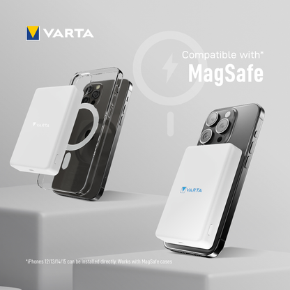 Batteria Esterna Wireless Varta Mag Pro, 5000mAh, 12W, 1 x QI - 1 x USB-C, Bianca