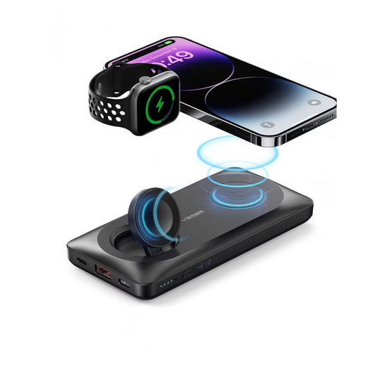 Batteria Esterna Wireless Veger MagMulti W1156, 10000mAh, 22.5W, QC + PD + FQI, 2 x QI - 1 x USB-A - 1 x USB-C, Nera