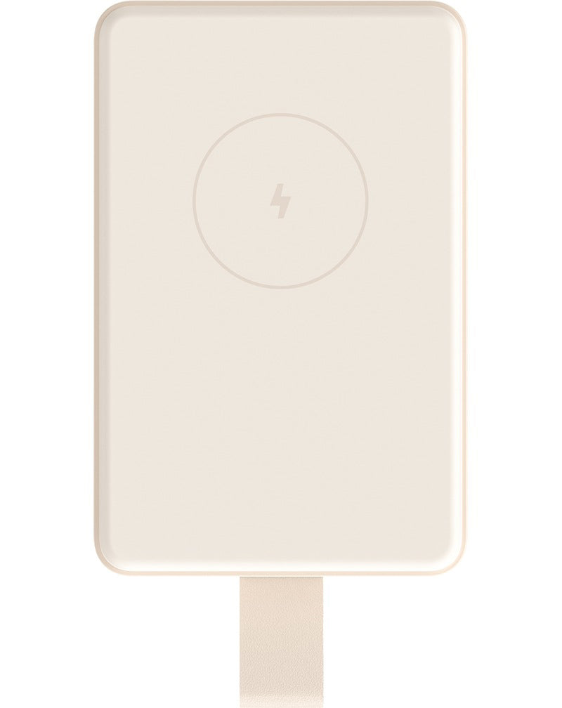 Batterie Externe Sans Fil Xiaomi Mi Magnetic, 6000mAh, 15W, PD + FQI, 1 x QI - 1 x USB-C, Beige BHR9074GL