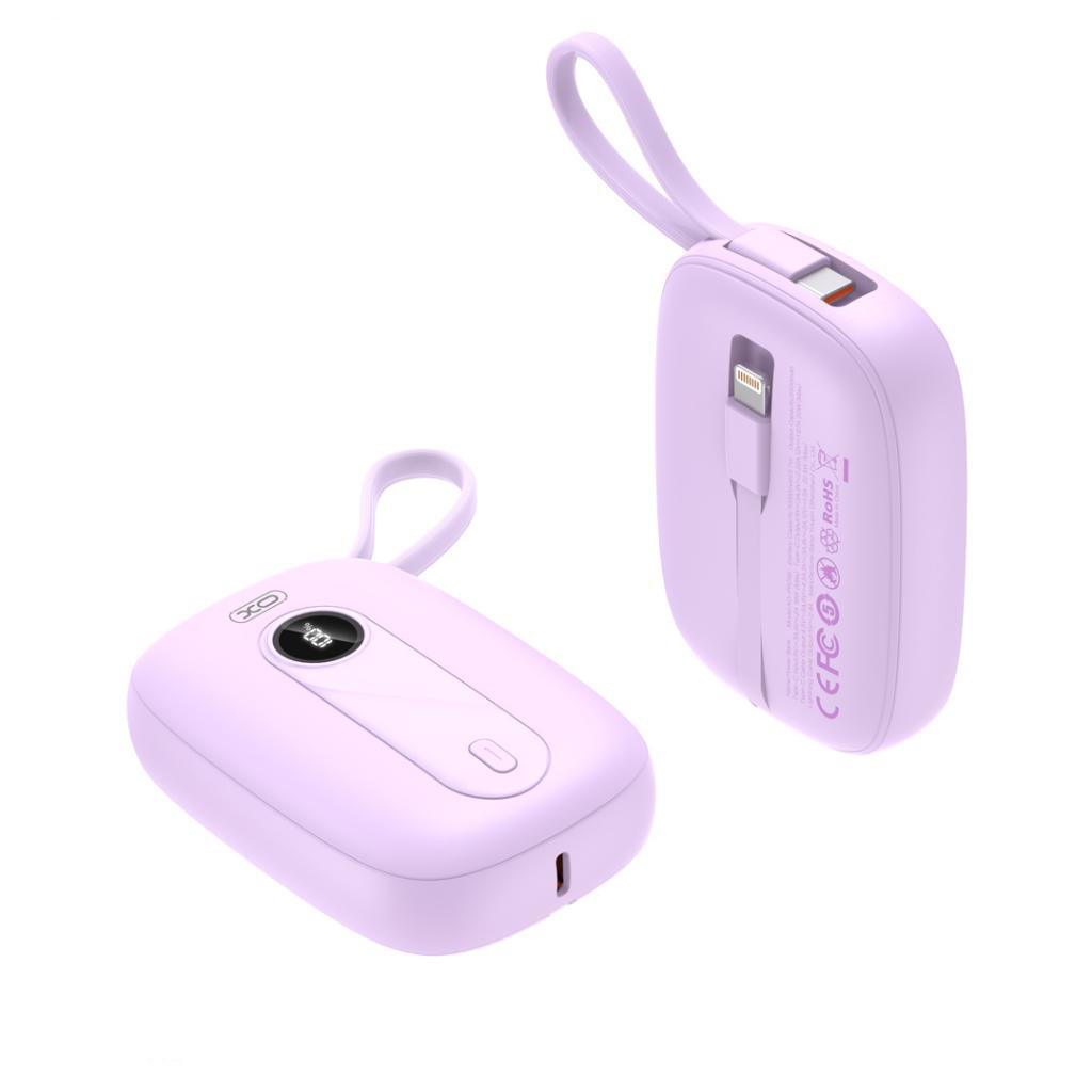 Batterie Externe XO Design PR246, 10000mAh, 22.5W, PD, 1 x Lightning - 2 x USB-C, Mauve