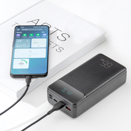 Batteria Esterna XO Design PR201, 30000mAh, 65W, QC + PD, 1 x USB-C - 2 x USB-A, Nera