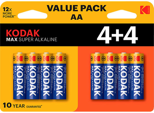 Kodak Max Alkaline Batterie, AA / LR6, 8 Stück Set EKSTD30419902P8