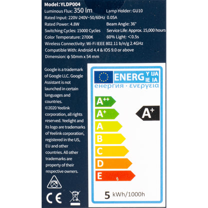 LED-Lampe Yeelight W1, Wi-Fi, GU10, 4.8W, 2700K, 350lm YLDP004