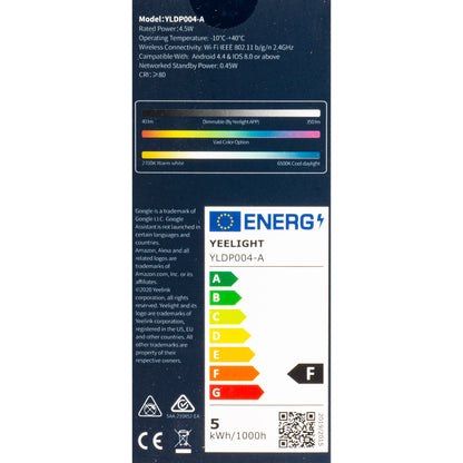 Lampadina LED Yeelight W1, Wi-Fi, GU10, 4.5W, 2700K - 6500K, 350lm, Set 4 pezzi, Multicolore YLDP004-A