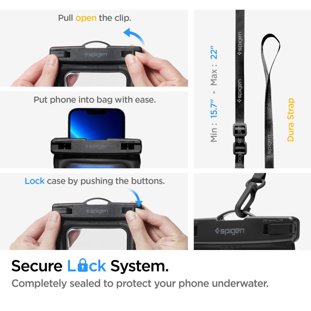Borsa e Custodia Waterproof Universale Spigen A621, Nera AMP04533