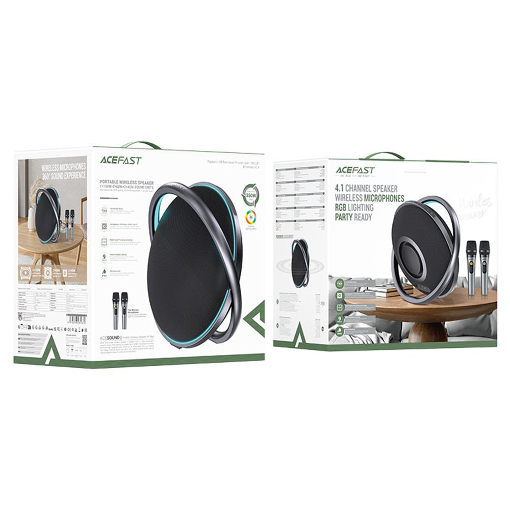 Enceinte Bluetooth Acefast Karaoke K5 Max, 350W, TWS, RGB, Étanche, Noire