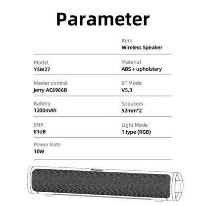 Bluetooth-Lautsprecher Yesido YSW27, 10W, RGB, Schwarz