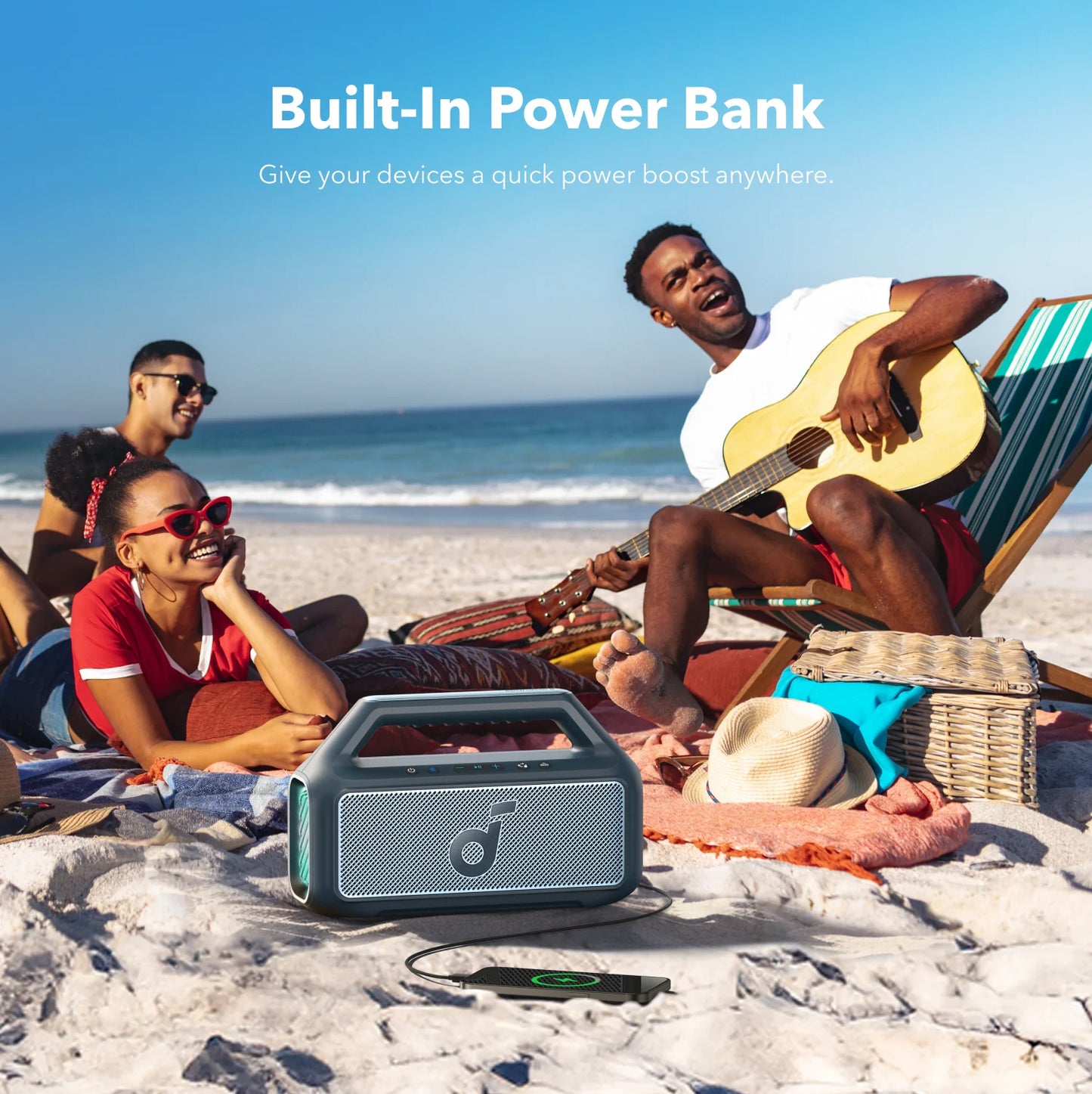 Cassa Portatile Bluetooth Anker SoundCore Boom 2, 80W, TWS, RGB, Impermeabile, Blu A3138031