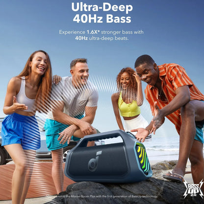 Cassa Portatile Bluetooth Anker SoundCore Boom 2 Plus, 140W, TWS, RGB, Impermeabile, Blu A3134031
