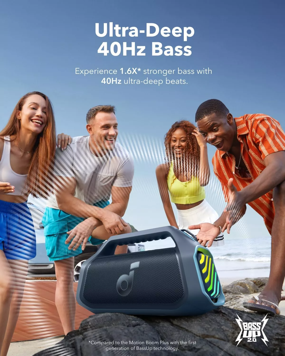 Enceinte Bluetooth Portable Anker SoundCore Boom 2 Plus Nouvelle Version, 140W, TWS, RGB, Étanche, Bleue A3134032