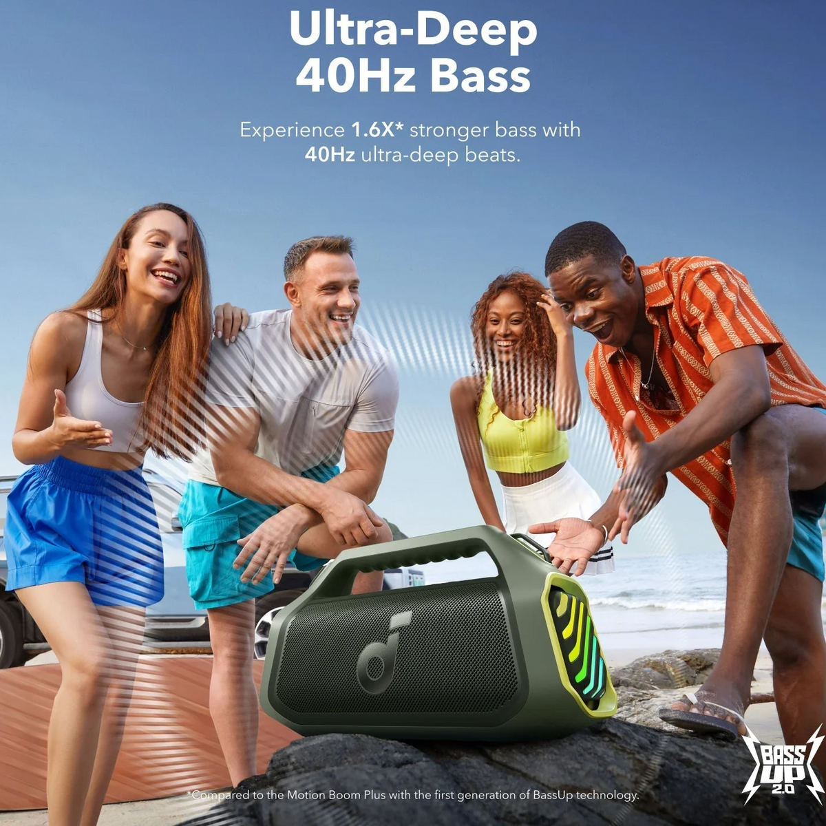 Enceinte Portable Bluetooth Anker SoundCore Boom 2 Plus, 140W, TWS, RGB, Étanche, Verte, Reconditionnée A3134061