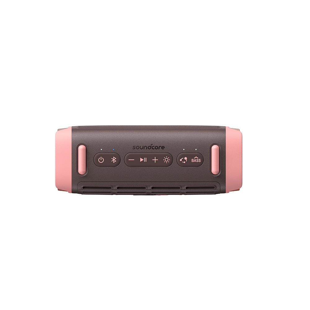 Tragbarer Bluetooth-Lautsprecher Anker SoundCore Boom 3i, 50W, RGB, wasserdicht, Braun Rosa D5100080