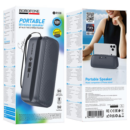 Enceinte portable Bluetooth Borofone BR108 Serenjoy, 5 W, TWS, grise