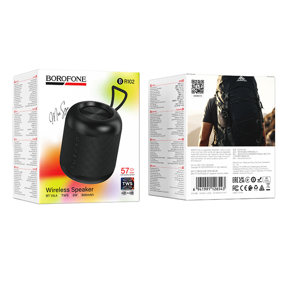 Cassa Portatile Bluetooth Borofone BR102 Gratificado, 5W, TWS, Nera