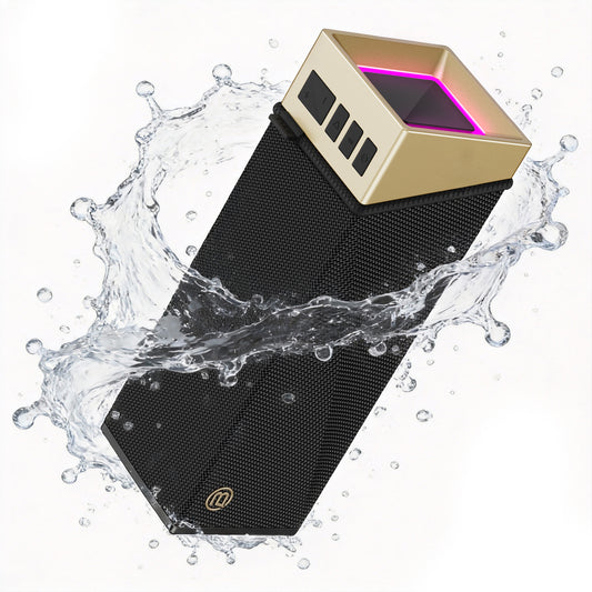 Tragbarer Bluetooth-Lautsprecher Bugani Brief TT, 60W, RGB, wasserdicht, Schwarz-Gold