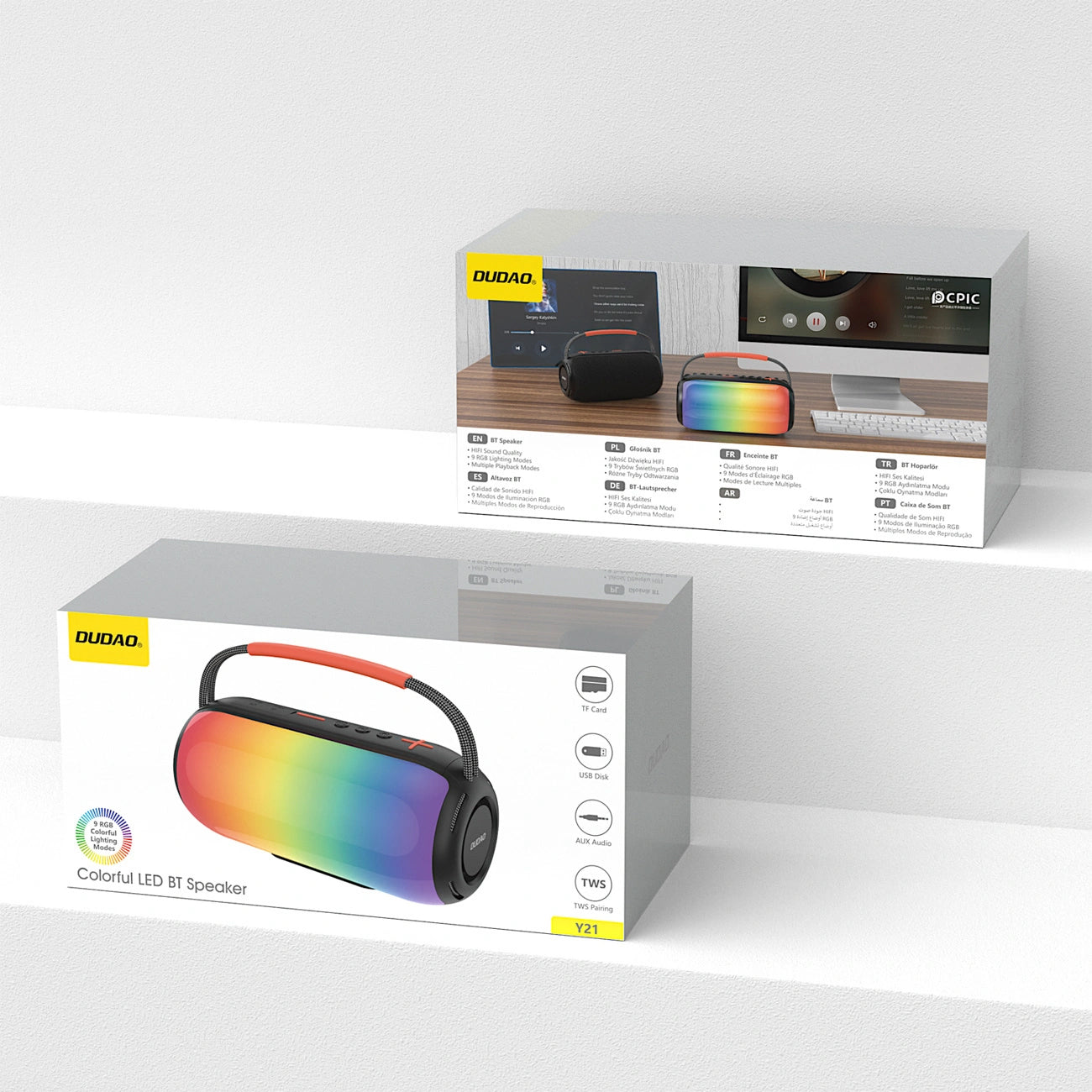 Cassa Portatile Bluetooth Dudao Y21, 2 x 5W, TWS, RGB, Nera