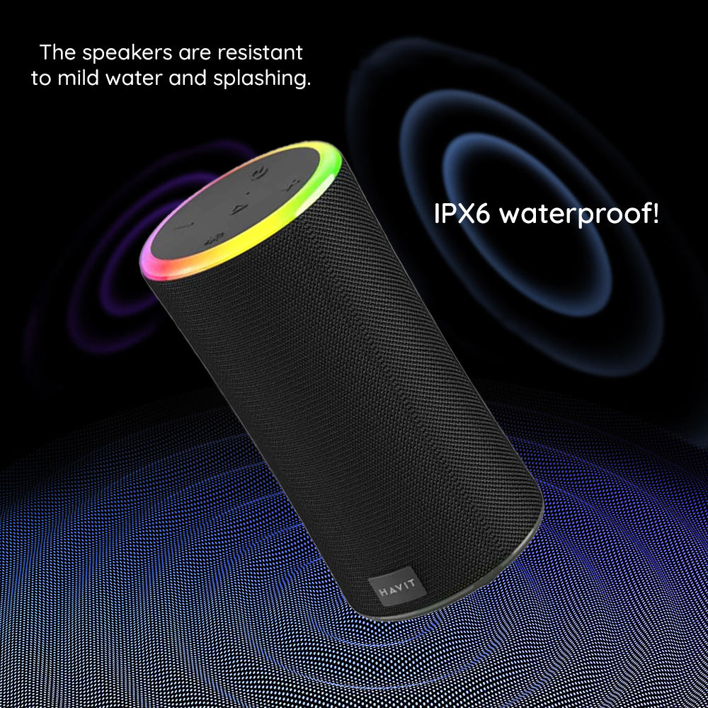 Enceinte Portable Bluetooth HAVIT SK833BT, 2 x 10W, RGB, Étanche, Noire