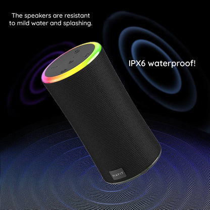 Enceinte Portable Bluetooth HAVIT SK833BT, 2 x 10W, RGB, Étanche, Noire