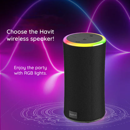 HAVIT SK833BT Portable Bluetooth Speaker, 2 x 10W, RGB, Waterproof, Black
