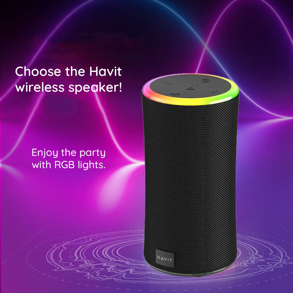 Enceinte Portable Bluetooth HAVIT SK833BT, 2 x 10W, RGB, Étanche, Noire