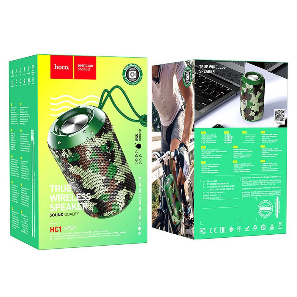 Tragbarer Bluetooth-Lautsprecher HOCO HC1, 5W, TWS, wasserdicht, Tarnmuster