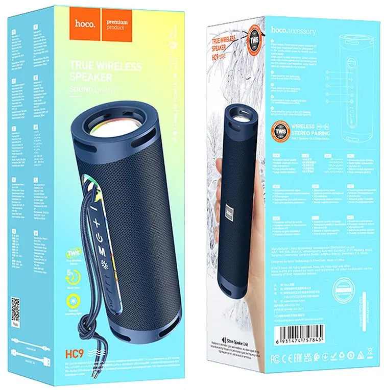 Cassa Portatile Bluetooth HOCO HC9 Dazzling Pulse Sports, 10W, TWS, RGB, Blu